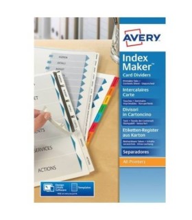 SEPARADORES SIN PERFORADO 12 PESTAAS-IMPRESORAS LSER/INYECCIN DE TINTA-297X225X3 AVERY 01732061