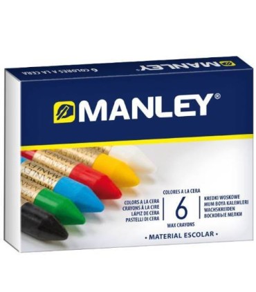 ESTUCHE DE 6 UNIDADES CERAS BLANDAS COLORES SURTIDOS MANLEY MNC00022