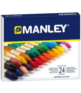 ESTUCHE DE 24 UNIDADES CERAS BLANDAS COLORES SURTIDOS MANLEY MNC00066