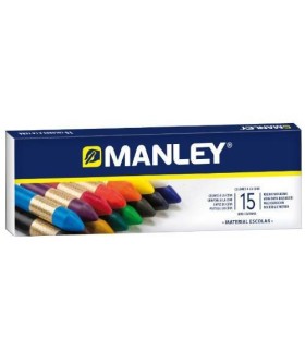 ESTUCHE DE 15 UNIDADES CERAS BLANDAS COLORES SURTIDOS MANLEY MNC00055