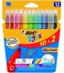 ESTUCHE 10+2 ROTULADORES ULTRALAVABLES KID COULEUR TRAZO 0,8MM. 12 COLORES BIC 9202942