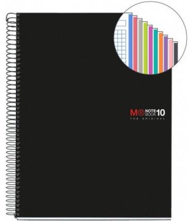 CUADERNO ESPIRAL NB-18 A5 200 HOJAS 5X5MM POLIPROPILENO NEGRO MIQUELRIUS 47044