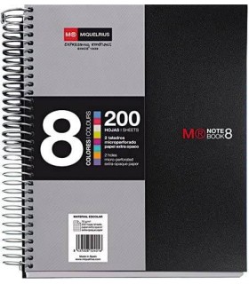 CUADERNO ESPIRAL NB-8 A5 200 HOJAS 5X5MM POLIPROPILENO NEGRO MIQUELRIUS 42007