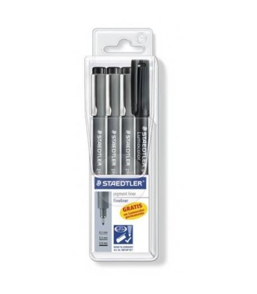 ESTUCHE 3 CALIBRADOS PIGMENT LINER 308, + REGALO PORTAMINAS STAEDTLER 308 S1WP3