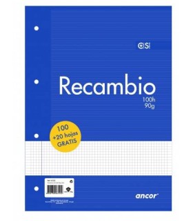 RECAMBIO A4 100+20 HOJAS 90G Q4X4 4 TALADROS ANCOR 061222