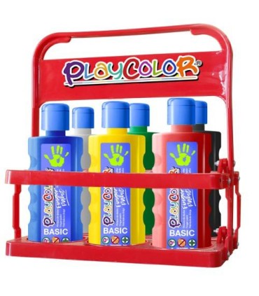 FINGER PAINT BASIC PARA 6 BOTELLAS 500ML. BASKET 6 COLORES PLAYCOLOR 17791