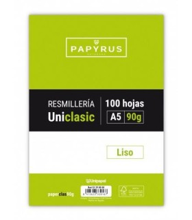 RECAMBIO PAQUETE 100 HOJAS A5 UNICLASIC 90 GR. LISO SIN MARGEN PAYRUS 53390000