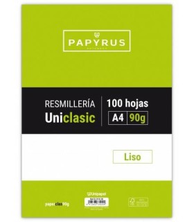 RECAMBIO PAQUETE 100 HOJAS A4 UNICLASIC 90 GR. LISO SIN MARGEN PAPYRUS 53390100