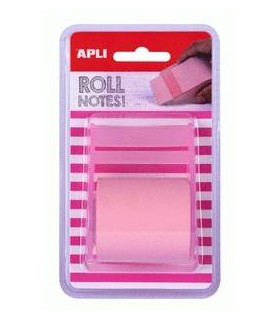 ROLLO DISPENSADOR DE NOTA ADHESIVA 50 MM X 8 M COLOR ROSA PASTEL APLI 18192