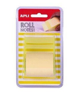 ROLLO DISPENSADOR DE NOTA ADHESIVA 50 MM X 8 M COLOR AMARILLO PASTEL APLI 18190