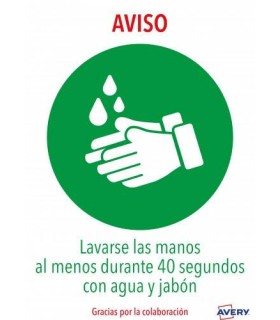 SEALES ADHESIVOS PREIMPRESO  \"LAVARSE LAS MANOS\" SOBRE DE 2 HOJAS EN A4 AVERY AV_KITCOVID1_ES