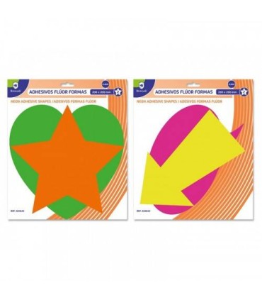 PACK 2 COLORES ADHESIVOS FORMAS FLUORESCENTES BISMARK 324642