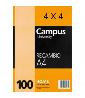 RECAMBIO UNIEXTRA A4 UNICLASIC 100 HOJAS 100G 4X4 C/M PAPYRUS 53390900