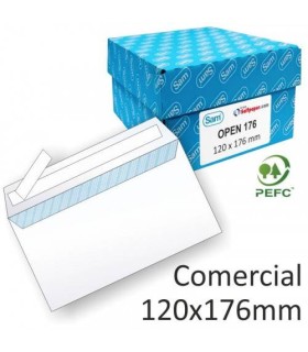 CAJA 500 SOBRES COMERCIAL OPENSAM (120X176) AUTOADHESIVO CON TIRA DE SILICONA OFFSET BLANCO 90 GRS. SAM 247510