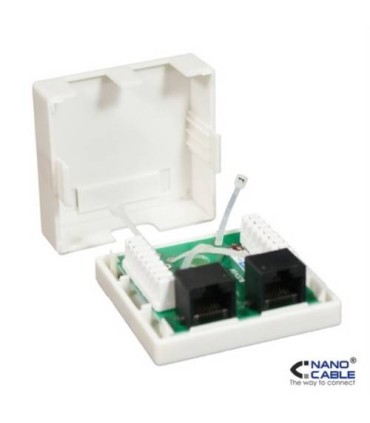 Nanocable - Roseta de superficie RJ45 CAT.5E UTP 2 tomas - color BLANCO