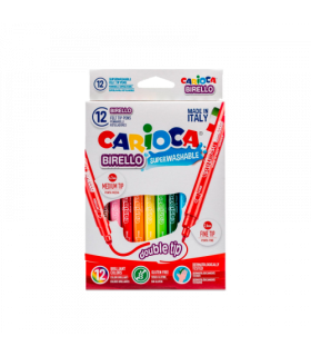 CAJA 12 ROTULADORES COLORES DOBLE PUNTA BIRELLO CARIOCA 41457