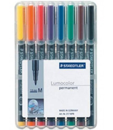 ESTUCHE 8 MARCADORES LUMOCOLOR PERMANENTE PUNTA MEDIA 1MM. SURTIDOS STAEDTLER 317 WP8