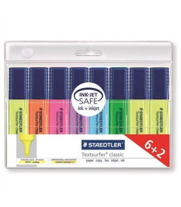 ESTUCHE 6+2 MARCADORES FLUORESCENTES TEXTSURFER CLASSIC 1-5MM. SURTIDOS STAEDTLER 364 A WP8