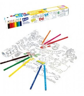 SET COLORING ROLL ABC 200 X 30 CM + 8 LPICES CARIOCA 42979