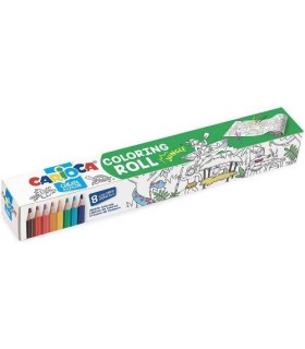 SET COLORING ROLL JUNGLE + 8 PENCILS CARIOCA 42978