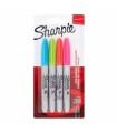 Sharpie 2065403 Marcador Permanente Fibre Tip Azul, Verde, Naranja, Rosa 4 Pieza(s)