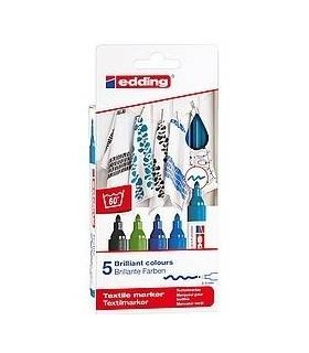 PACK 5 MARCADORES TEXTILES. COLORES FROS. EDDING 4500-5-S-099