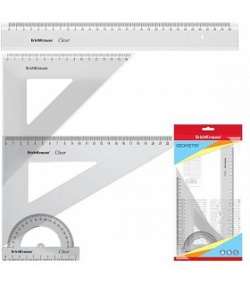 SET DE GEOMETRA GRANDE (REGLA 30 CM, ESCUADRA 16 CM/45, ESCUADRA 22 CM/60, TRANSPORTADOR 180/10CM) ERICH KRAUSE 49573