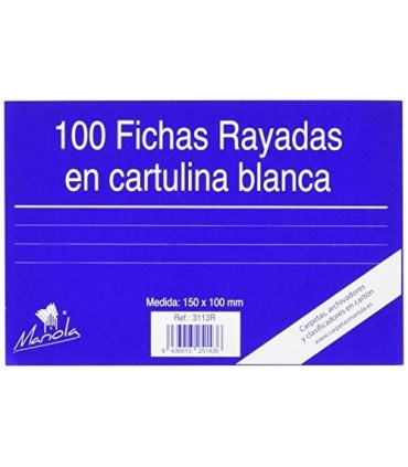 100 FICHAS DE CARTULINA RAYADA  (150X100 MM) N. 3 MARIOLA 3113R