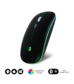 RATN PTICO INALMBRICO 2.4G Y BT RGB LED DUAL FLAT MOUSE BLACK