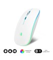 RATN PTICO INALMBRICO 2.4G Y BT RGB LED DUAL FLAT MOUSE WHITE