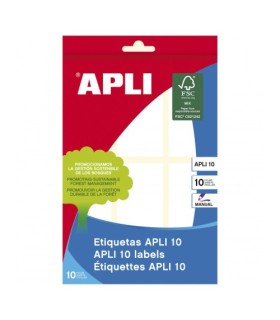 PACK 10 HOJAS (60 UDS) ETIQUETAS BLANCAS 34X67 APLI 1651