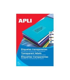 PACK 20 HOJAS (20 UDS) ETIQUETAS TRANSLUCIDAS 210X297MM APLI 1225